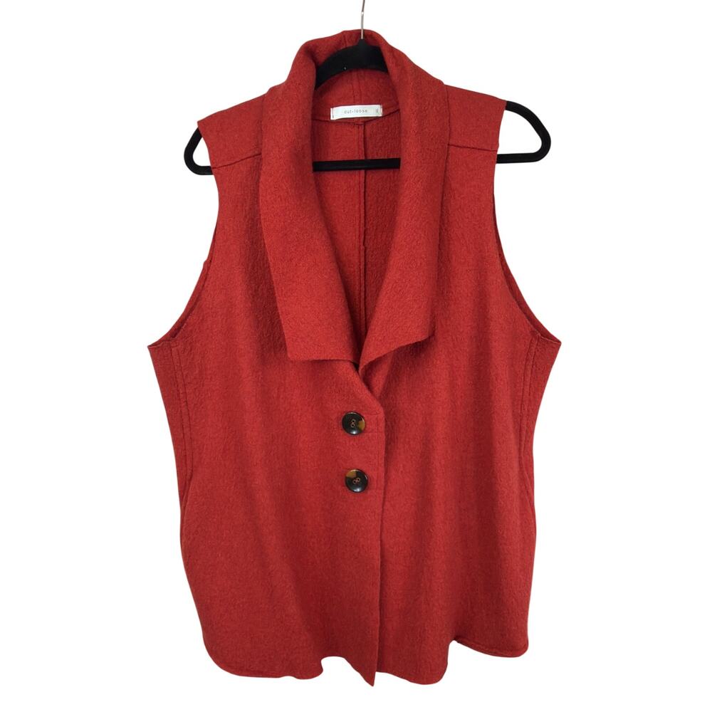Cut Loose Red Wool Button Up High Low Vest Size XL Made in USA